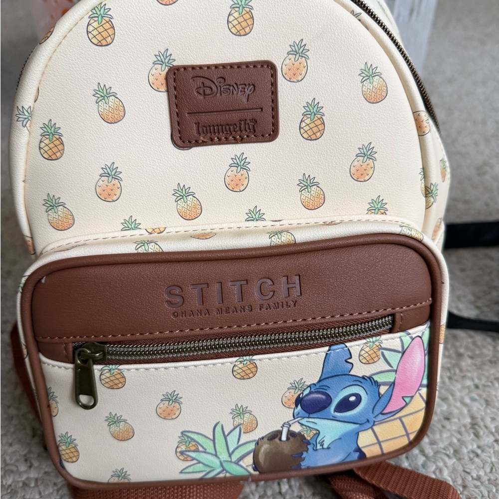 Loungefly Disney Cream and Brown Stitch Pineapple Backpack